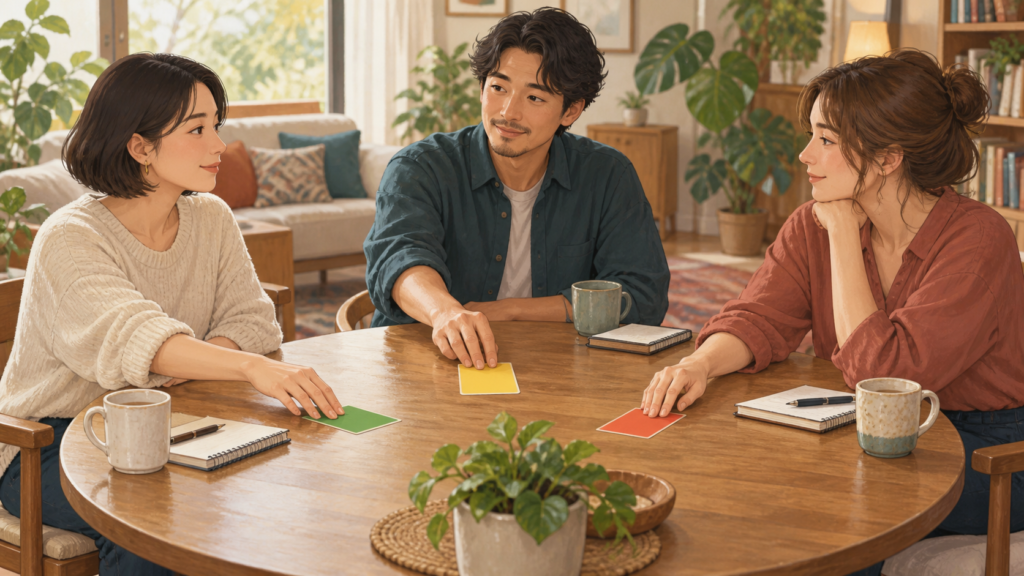 3人で合意の範囲を確認する成人の会話